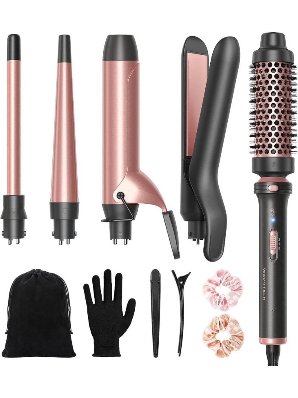 5-in-1 Curling Iron & Thermal Brush - Versatile Flat Iron for Effortless Styling